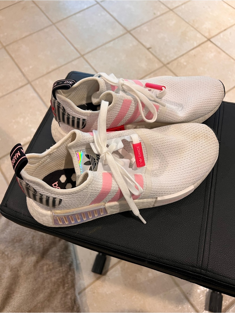 Adidas NMD_R1 White True Pink Hologram women's 9